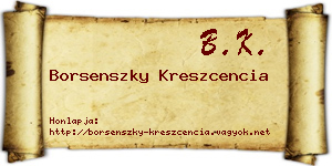 Borsenszky Kreszcencia névjegykártya